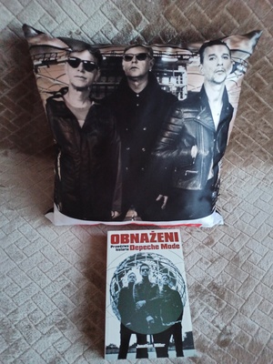 Elbląg Sprzedam zestaw widoczny na zdjęciach Depeche Mode książka -Obnażeni stan bardzo dobry, poduszka nieużywana