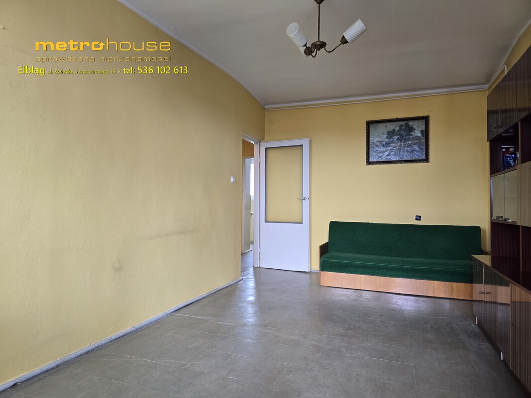 Elbląg Na sprzedaż 2-pokojowe mieszkanie 42,71 m² Elbląg, ul. Bażyńskiego 1 – 4.piętro, zadbany budynek +