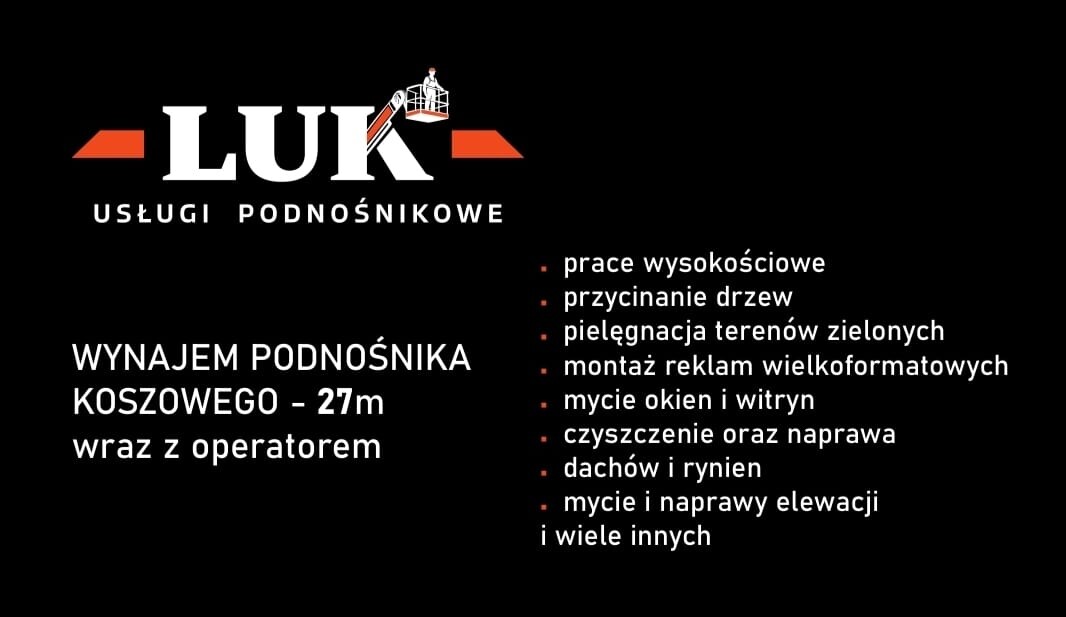 Elbląg • usługi podnośnikowe - wynajem podnośnika koszowego 27m • wycinka, pielęgnacja drzew i krzewów