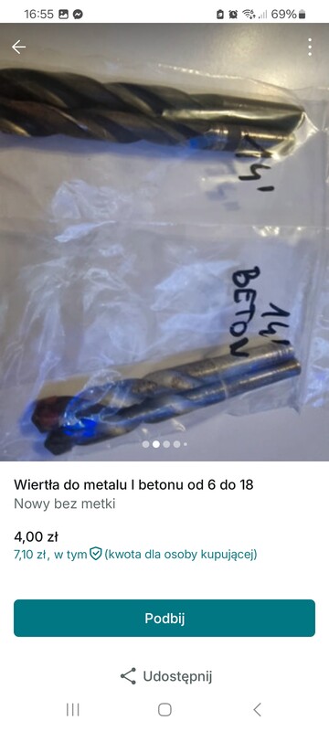 Elbląg Witam posiadam na sprzedaż duże ilości wiertla do betonu do metalu do maszyn pilniki różne. Gwintowniki różnego