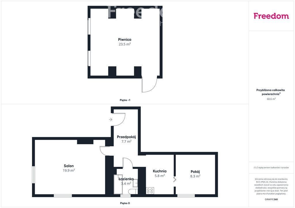 Elbląg FREEDOM NIERUCHOMOŚCISprzedam mieszkanie - Dzierzgoń. Na sprzedaż mieszkanie 2-pokojowe o powierzchni 45