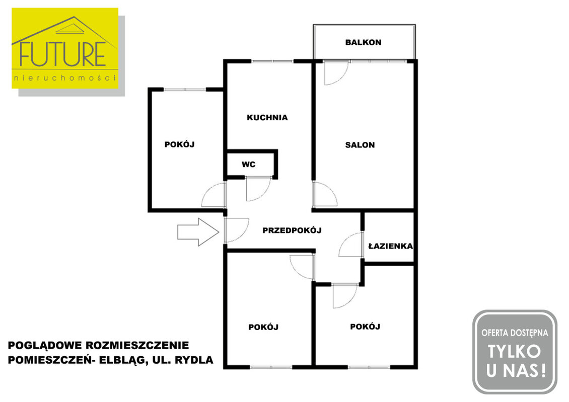 Elbląg FUTURE NIERUCHOMOŚCISprzedam mieszkanie - Elbląg, Lucjana Rydla. CZTEROPOKOJOWE MIESZKANIE NA OSIEDLU