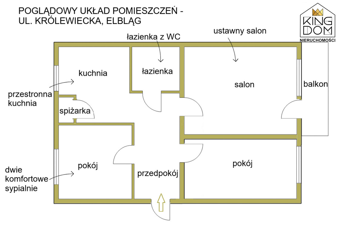 Elbląg KINGDOM NIERUCHOMOŚCI BLISKO CIEBIE KOMFORTOWE, PRZESTRONNE 3-POKOJOWE MIESZKANIE Z DUŻYM BALKONEMPOŁOŻONE NA