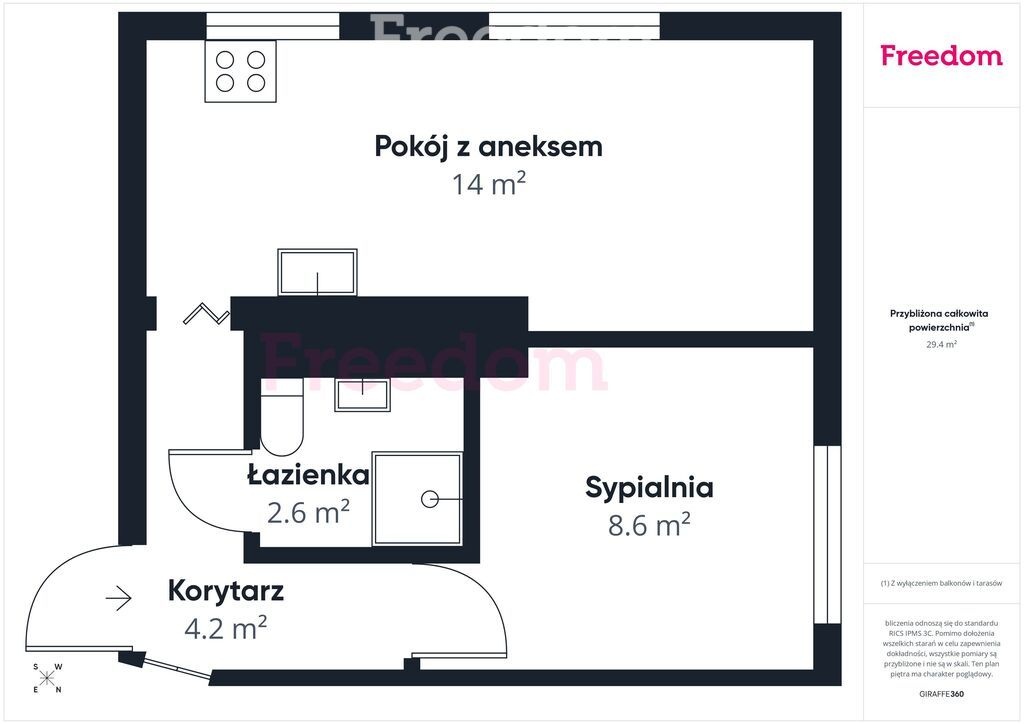 Elbląg FREEDOM NIERUCHOMOŚCISprzedam mieszkanie - Rychliki. Na sprzedaż funkcjonalne mieszkanie dwupokojowe położone w