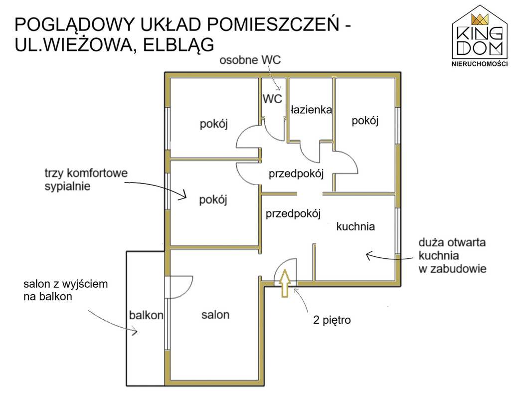Elbląg KINGDOM NIERUCHOMOŚCI BLISKO CIEBIE KOMFORTOWE I PRZESTRONNE 4-POKOJOWE MIESZKANIE Z BALKONEMGOTOWE DO