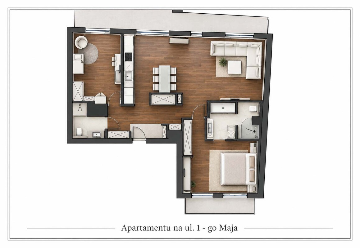Elbląg DE FACTO NIERUCHOMOŚCITWÓJ ZAUFANY PARTNER! NOWOŚĆ! APARTAMENT NA UL.1-GO MAJA W ELBLĄGU 116,50M2 - SALON Z