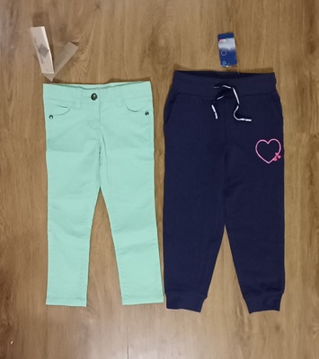 Elbląg NOWE z metkami spodnie kolor miętowy regulacja w pasie rozmiar 98.na 2-3 lata, spodnie dresowe granatowe z