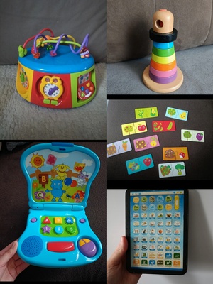 Elbląg Sprzedam zestaw zabawek interaktywnych. Pudełko Dumel, laptop smily play tablet edukacyjny, puzzle Czuczu,
