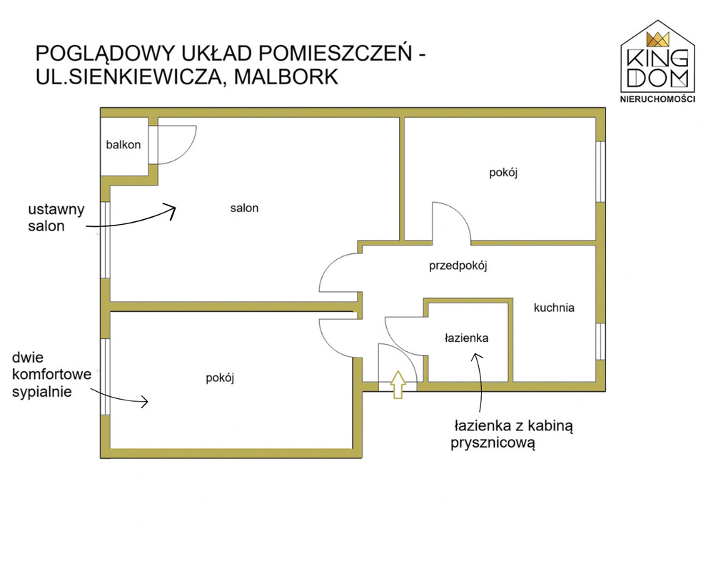 Elbląg KINGDOM NIERUCHOMOŚCI BLISKO CIEBIEFUNKCJONALNE 3-POKOJOWE MIESZKANIE Z BALKONEMPO GENERALNYM REMONCIEPOŁOŻONE NA