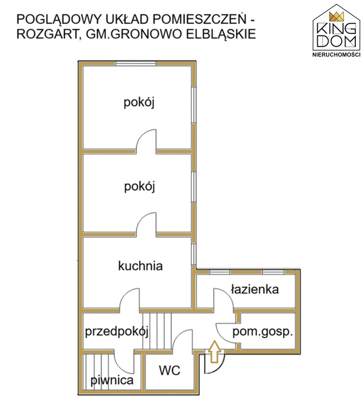 Elbląg KINGDOM NIERUCHOMOŚCI BLISKO CIEBIENA SPRZEDAŻ DUŻE, BEZCZYNSZOWE 2-POKOJOWE MIESZKANIEPOŁOŻONE NA PARTERZE