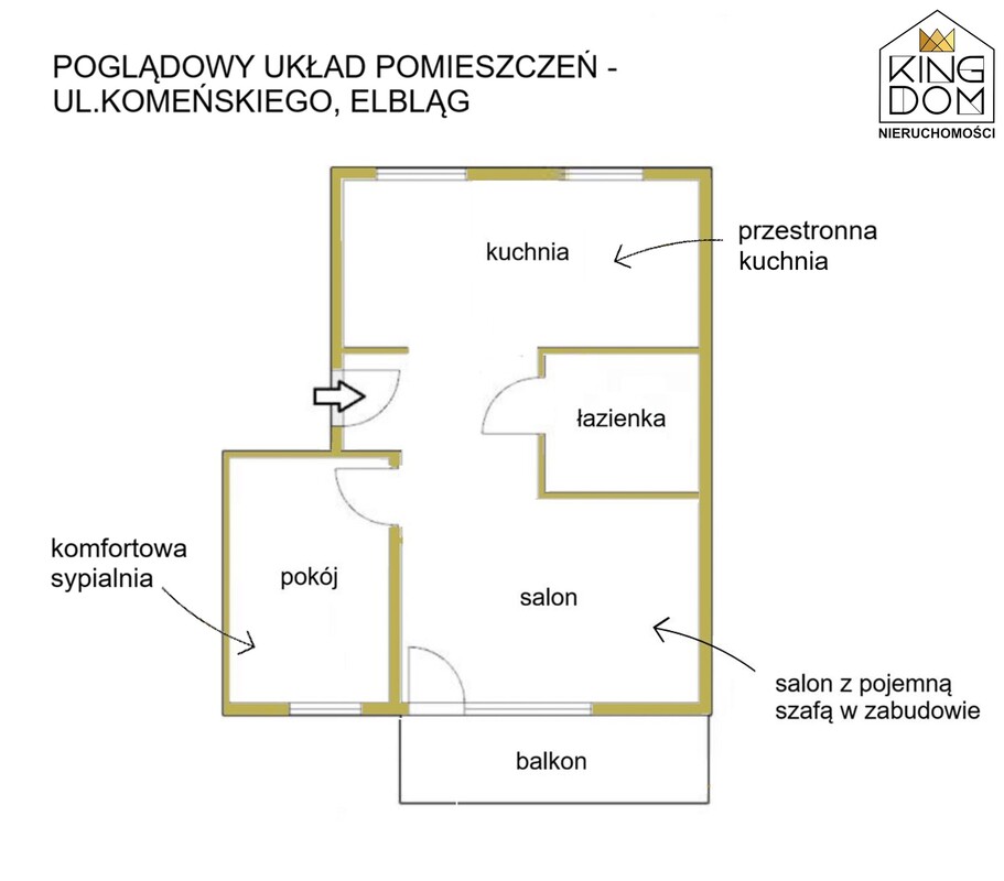 Elbląg KINGDOM NIERUCHOMOŚCI BLISKO CIEBIEFUNKCJONALNE 2-POKOJOWE MIESZKANIE Z BALKONEMSPRZEDAWANE Z GARAŻEMGOTOWE DO