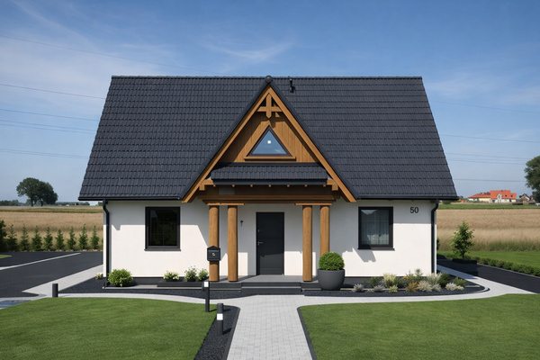 Elbląg DOM DREWNIANY JEDNORODZINNY ECOHOUSE II-W TYNKUJesteśmy firmą zajmującą się produkcją domów drewnianych