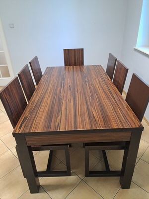 Elbląg 🌟 Sprzedam wyjątkowy stół o wymiarach 180x100 cm wykonany na zamówienie+ 8 krzeseł i fotel GRATIS!