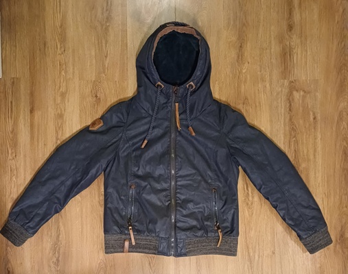 Elbląg Kurtka NAKETANO, kolor grafit, ocieplana misiem, stan doskonały