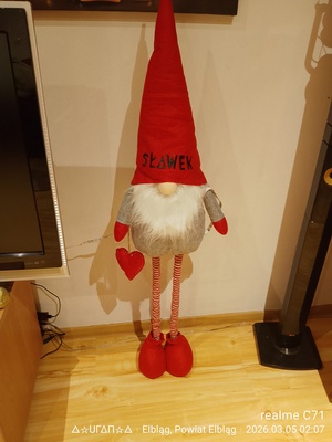 Elbląg Skrzat świąteczny składany (nogi mają wbudowane teleskopy i można skrzata o połowę skrócić)
