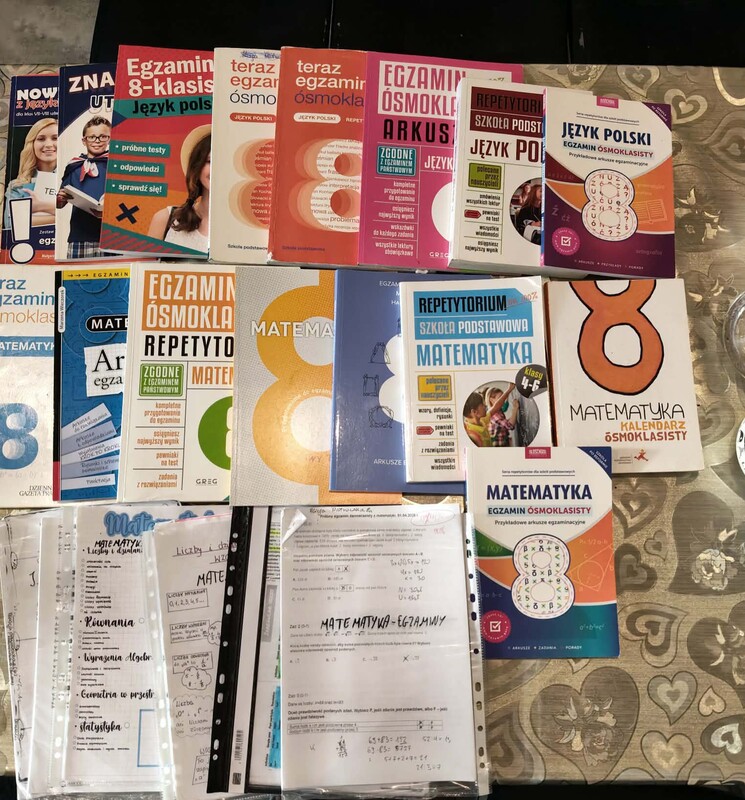 Elbląg Sprzedam pomoce naukowe dla 8 klasisty, matematyka, j. polski, angielski plus kserówki przygotowujące do