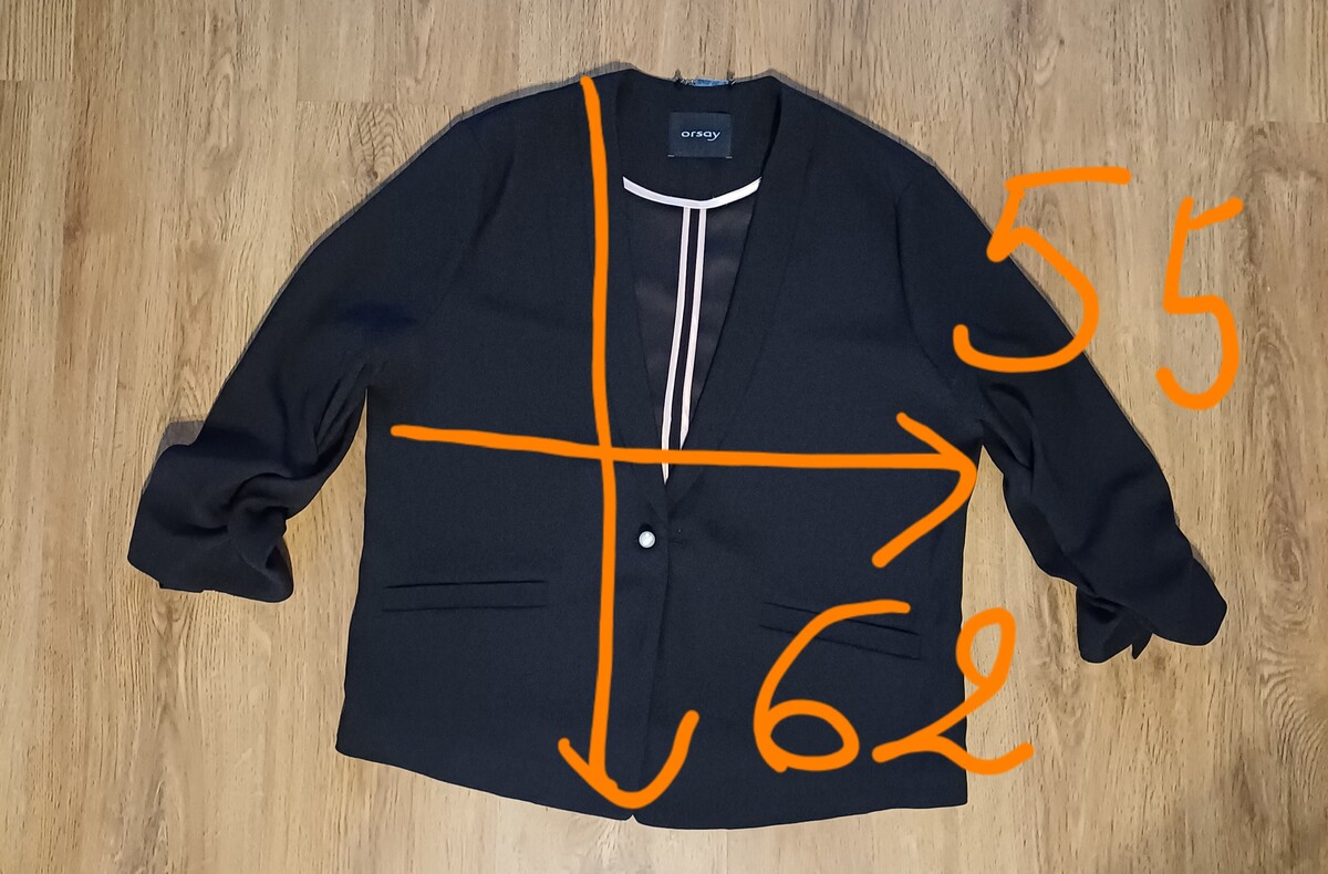 Elbląg Żakiet cienki lejący materiał ORSAY czarny stan idealny jak nowy rozmiar 42 marszczone rękawy