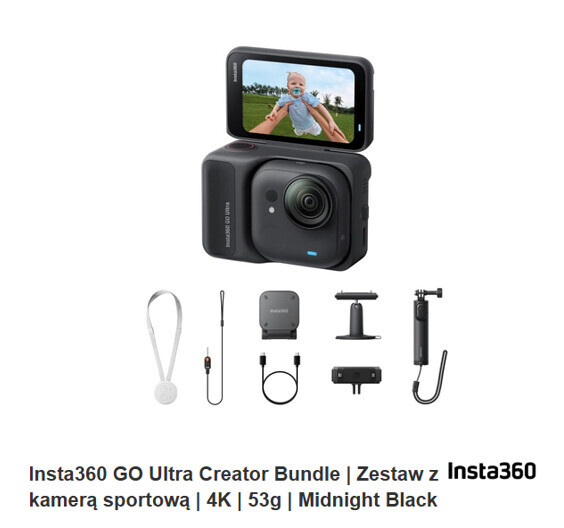 Elbląg Sprzedam Insta360 GO Ultra Creator Bundle + Insta360 Mic Air
Na sprzedaż kompletny zestaw Insta360 GO Ultra