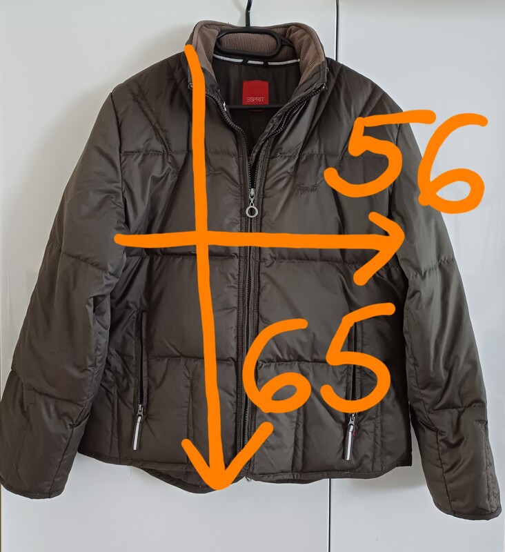 Elbląg NOWA kurtka ESPRIT rozmiar L, ocieplana puch naturalny, kolor ciemny khaki cienki kaptur chowany w kołnierzu