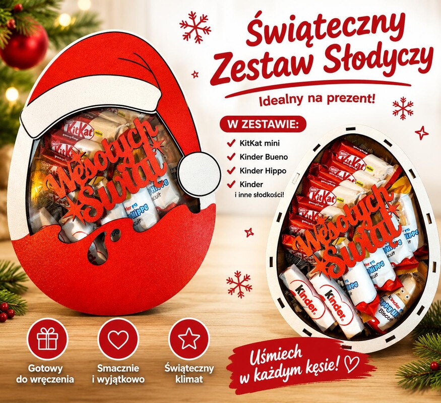 Elbląg Twój słodki prezent - drewniane boxy - słodycze dobrane do Twojego gustu -możliwość dopasowania zawartości -