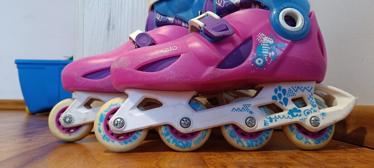 Elbląg Rolki dziewczęce Decathlon OXELO rozmiar 34-36,z regulacją. Wszystkie zapięcia sprawne, wygodne zapinanie,