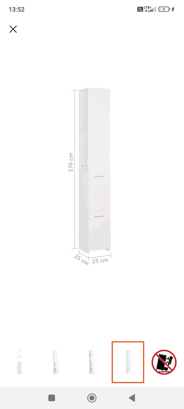 Elbląg Sprzedam szafkę łazienkowa słupek biały VidaXL, stan bdb, wymiary na zdjęciu Cena sklepowa 200