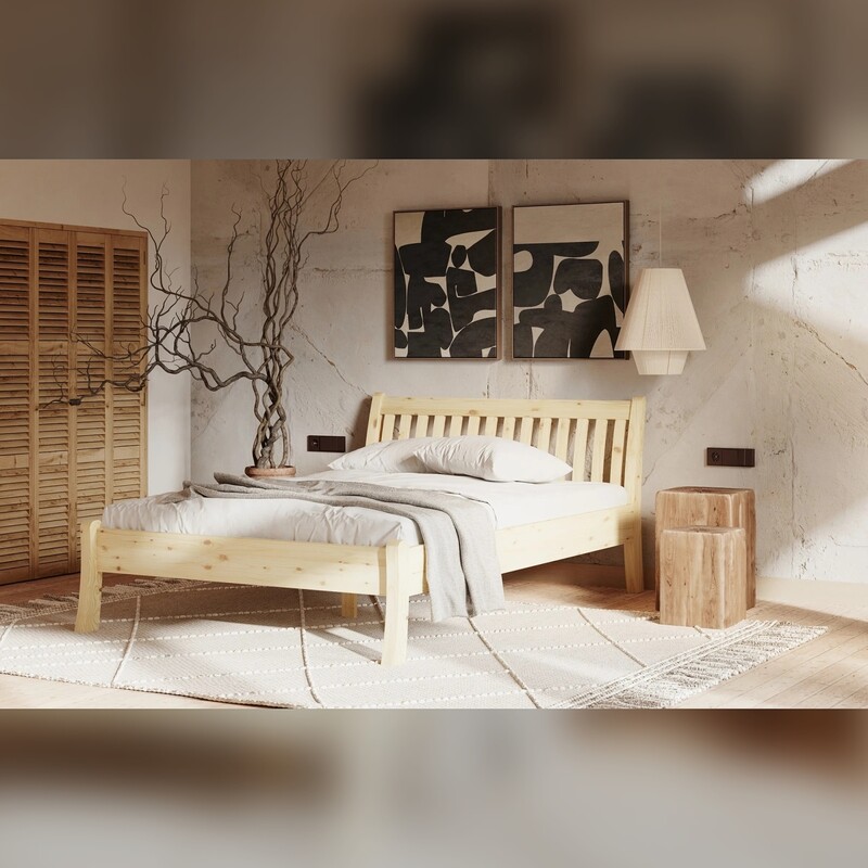 Elbląg Solidne, drewniane łóżko sosnowe o wymiarach 160x200 cm ze stelażem i dwoma szufladami (szuflady na kółkach,