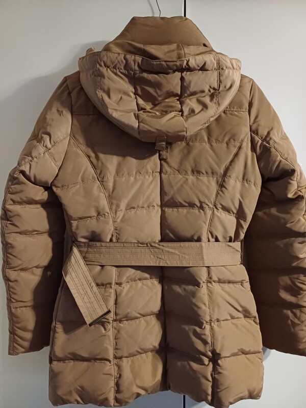 Elbląg NOWA karmelową kurtka zimowa firmy ESPRIT rozmiar 36 odpinany kaptur z paskiem