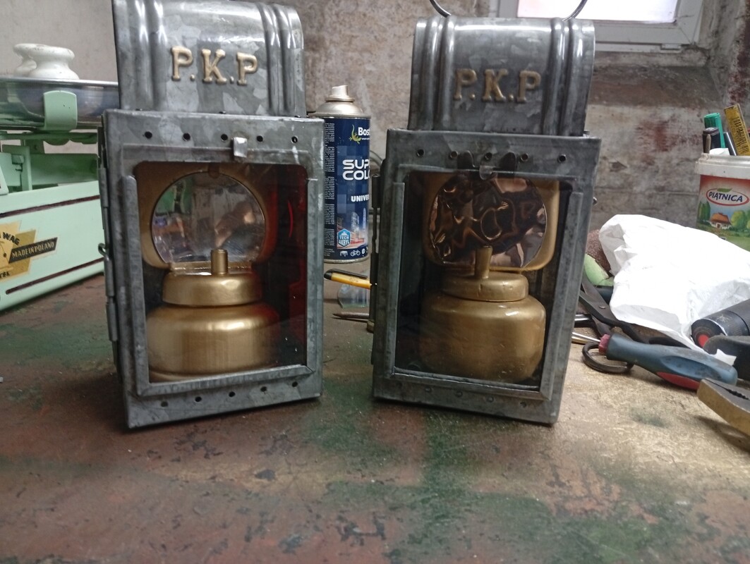 Elbląg OKAZJA ! sprzedam 4 zabytkowe lampy kolejowe 3szt na karbid były to lampy konduktorskie i i