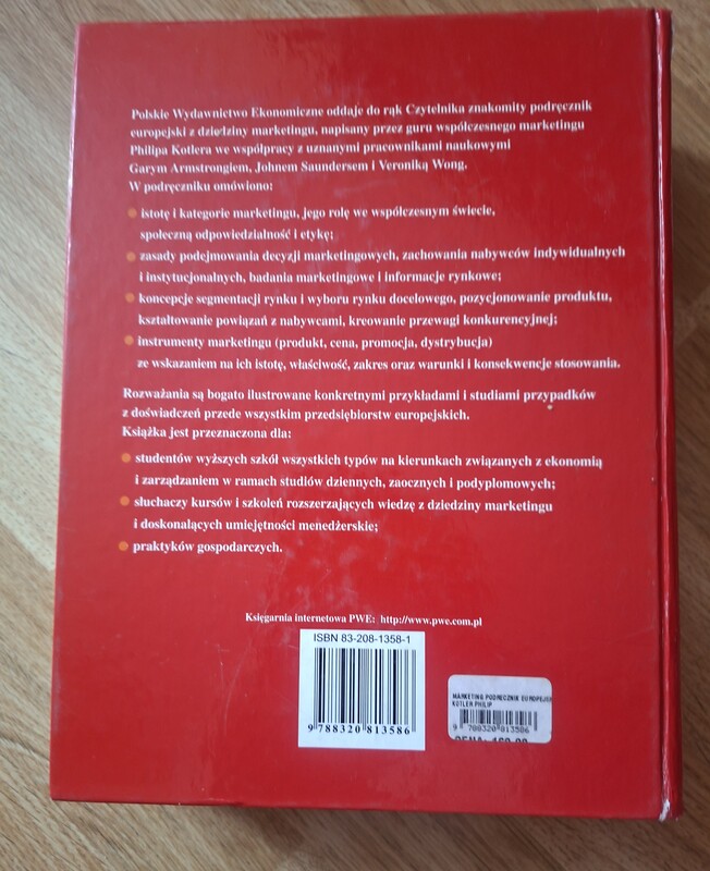 Elbląg Marketing europejski podręcznik. Używany, syn płacił za niego 160 zl Przydatny na wydziałach ekonomii i