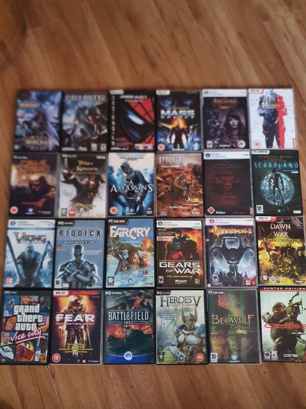 Elbląg Sprzedam gry na PC takie jak na zdjęciu za 100zł 48 sztuk