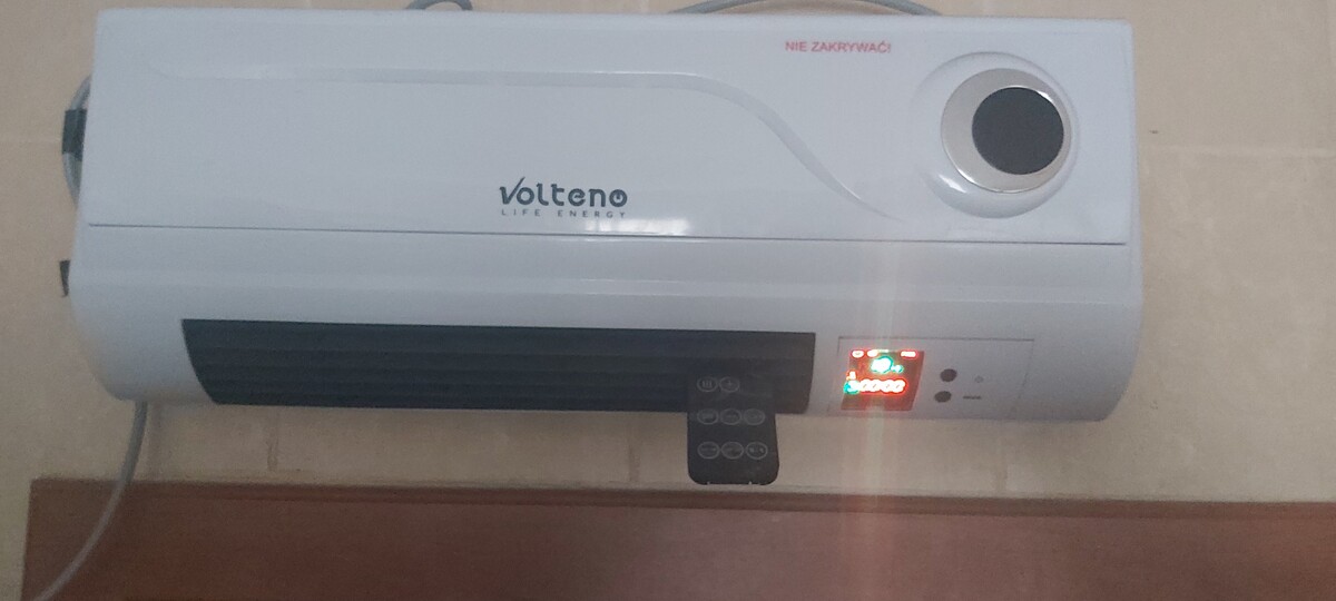 Elbląg Kurtyna powietrzna Volteno. Elektryczny termowentylator 2000/1000W z pilotem mało używany. Nadmuch ciepły lub