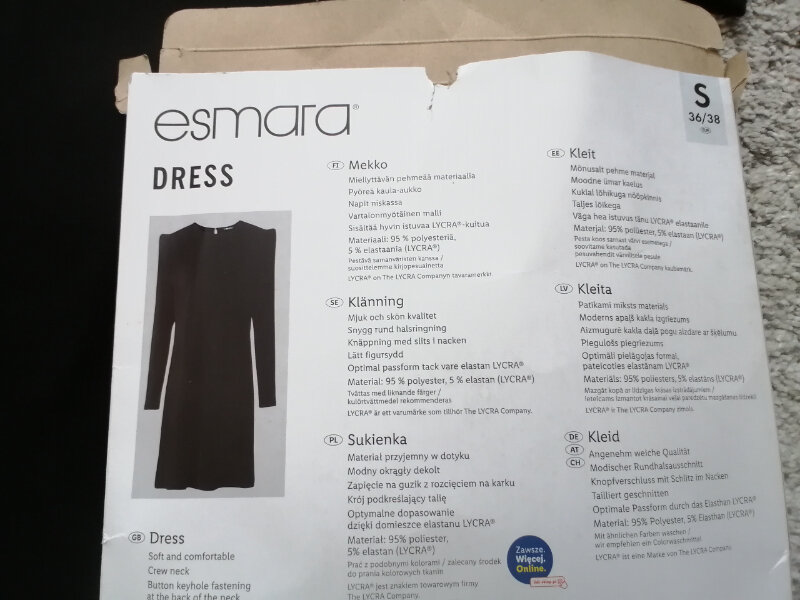 Elbląg NOWA z metką sukienka Esmara z Lidla, roz.36/38