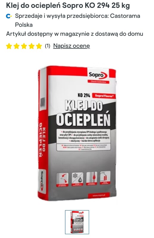 Elbląg Mam do sprzedania:
- 2 worki kleju do ociepleń Sopro KO 294 (25 kg jeden) 45 zl za 2 szt.
- 2 worki kleju do