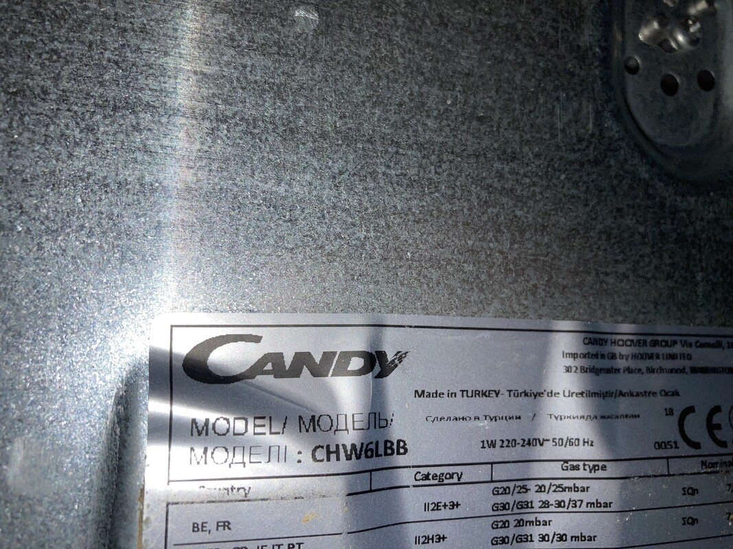 Elbląg Płyta gazowa Candy CHW6LBB używana ze 3 lata, została po remoncie mieszkania, może komuś się przyda, w pełni