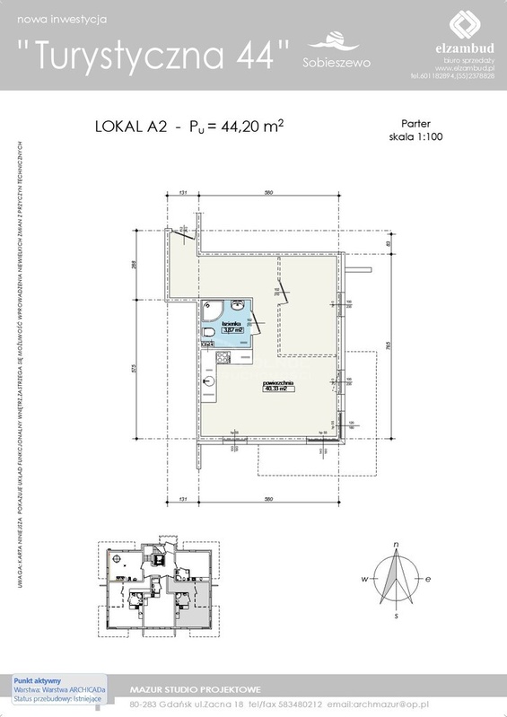 Elbląg PÓŁNOC NIERUCHOMOŚCISprzedam mieszkanie - Gdańsk, Turystyczna. Na sprzedaż lokal A2 o powierzchni 43,07