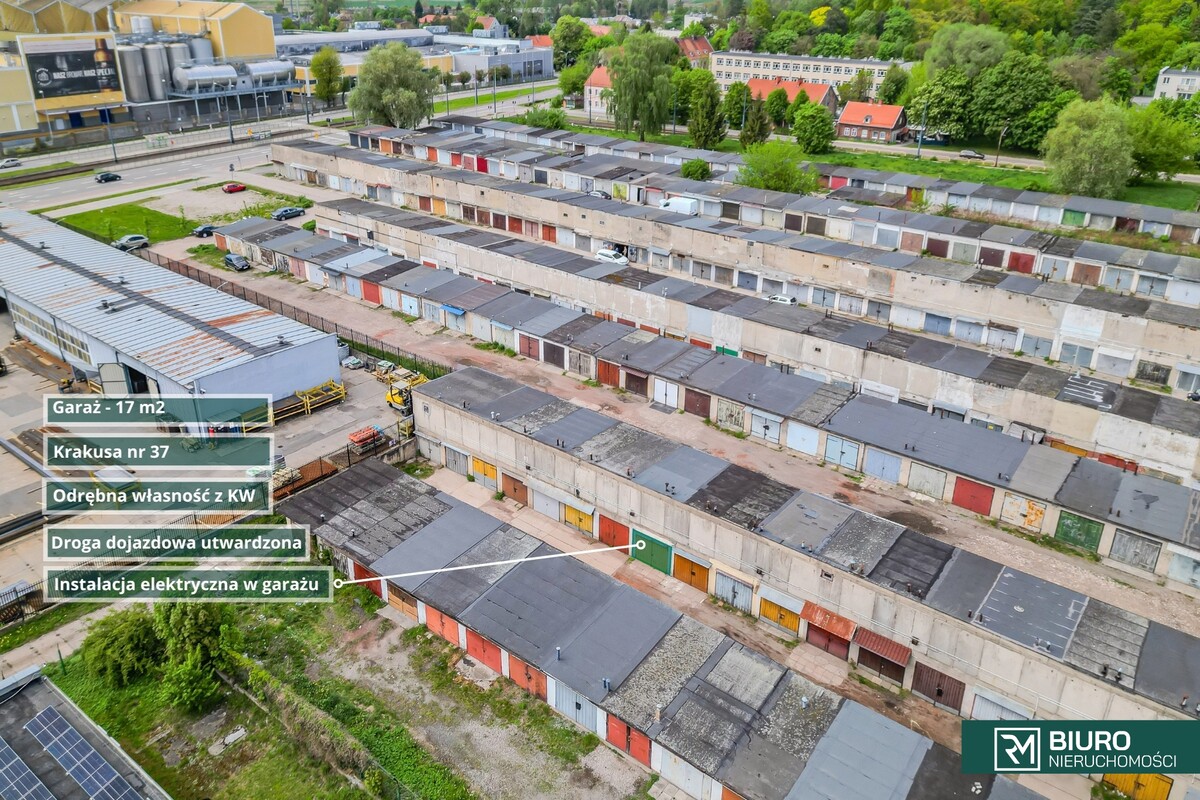 Elbląg Garaż 17 m² w kompleksie garaży przy ul. Krakusa
