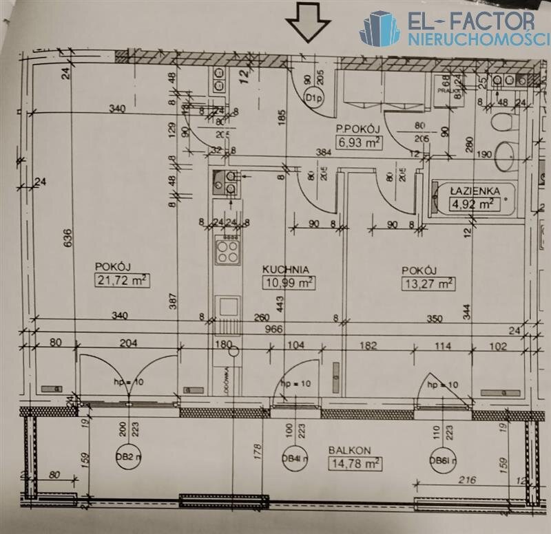 Elbląg EL-FACTOR Nieruchomości — jasne mieszkanie 57,83 m² z dużym balkonem w Elblągu Grunwaldzka | Nowe