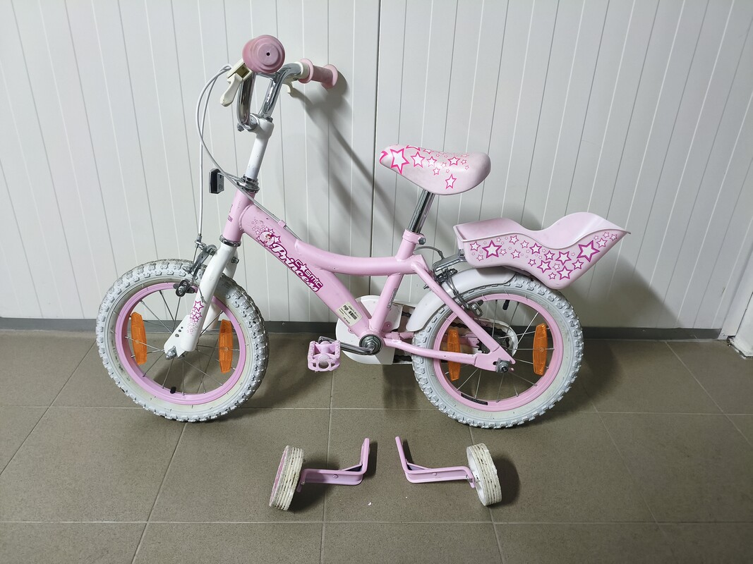 Elbląg Rower dziecięcy dla dziewczynki – 14” | stan bardzo dobry | komplet akcesoriów I 2 sztuki