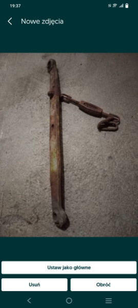 Elbląg Sprzedam cięgło z czasów PRL. Stan widoczny na zdjęciach. Długość 90 cm, długośćod środka otwóru do środka