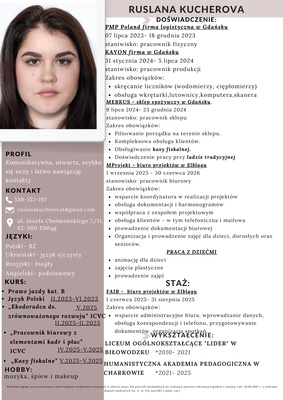 Elbląg Szukam pracy biurowej / administracyjnej – Elbląg