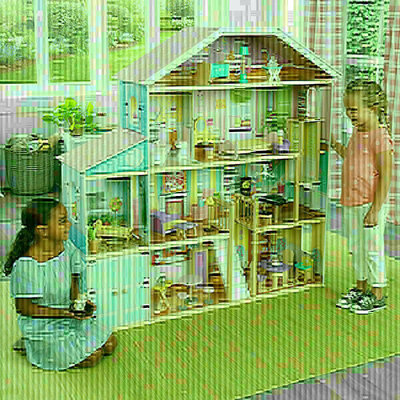 Elbląg Domek dla lalek dużyWymiary 130,51 x 32,99 x 129,49 cm, dużo mebeli oryginalnych w zestawie. na terenie