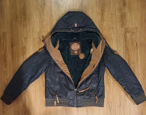 Elbląg Kurtka NAKETANO, kolor grafit, ocieplana misiem, stan doskonały