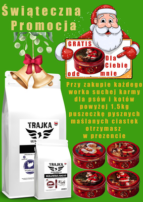 Elbląg ŚWIĄTECZNA PROMOCJA   dla psów i kotów TRAJKA. Zapraszamy do sklepów zoologicznych sieci REKIN w Elblągu