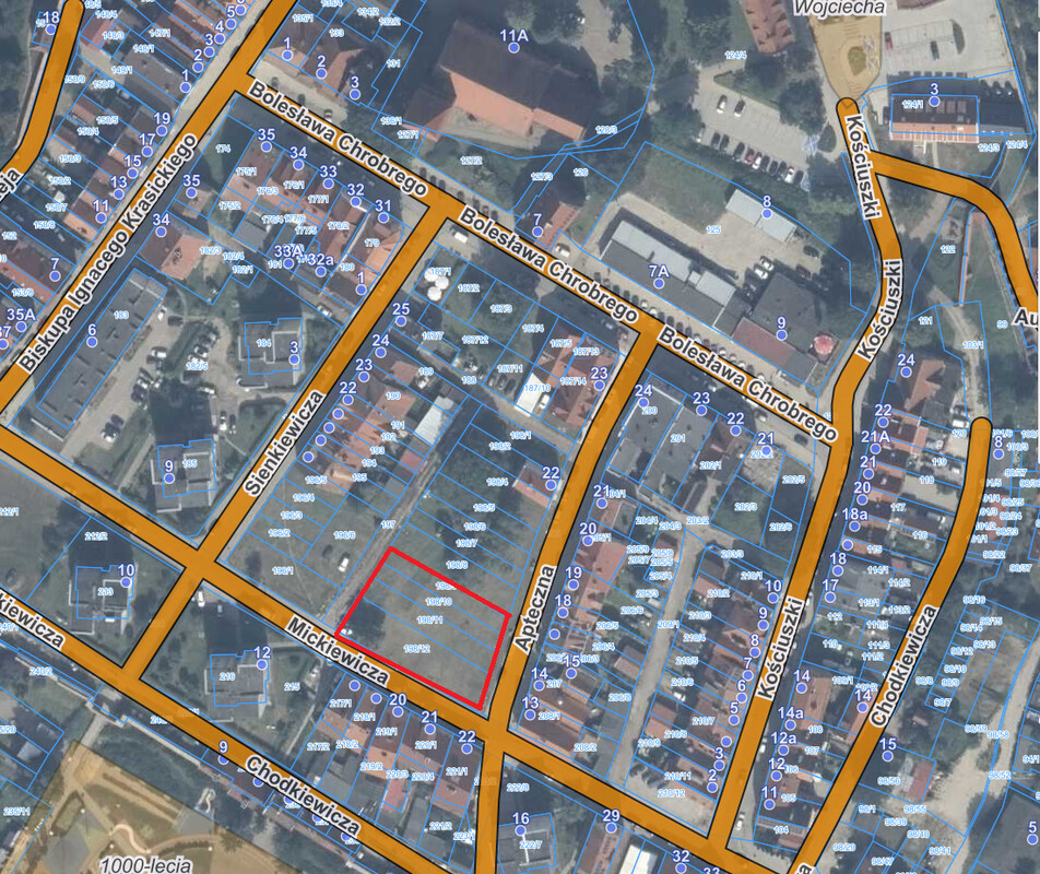 Elbląg Działka 1159 m² na sprzedaż – ul. Apteczna, Pasłęk (stare miasto, media, MPZP: dom/usługi/mieszkania)