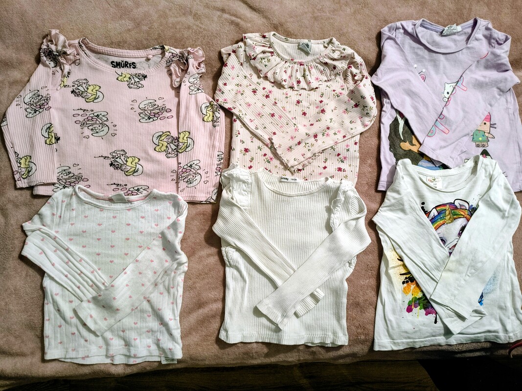 Elbląg Ubrania dla dziewczynki w rozmiarze 104/110 17 sztuk bluzki, bluzy, sweterek, spodnie eleganckie całość 50 zł