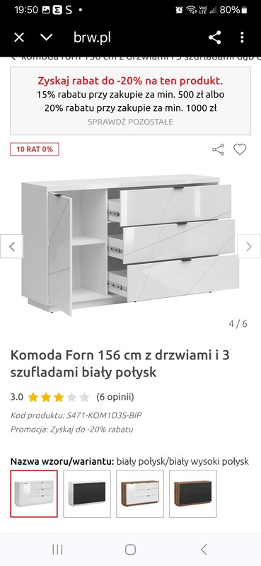 Elbląg Sprzedam szafe 1100 zł oraz komode 800 zł