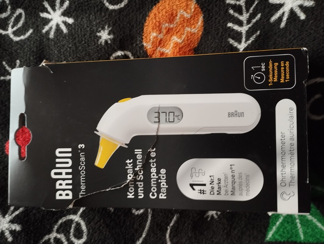 Elbląg Witam sprzedam termometr BRAUNA do uszu z wkładkami nowy z Baterią w środku. Polecam.