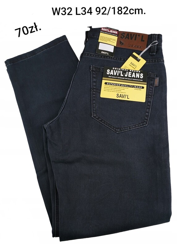 Elbląg Męska kurtka skórzana firmy Volcano L dł.70cm. obw.125cm. wzr.180cm. Spodnie Savil Jeans W32 L34 92/182cm. Towar