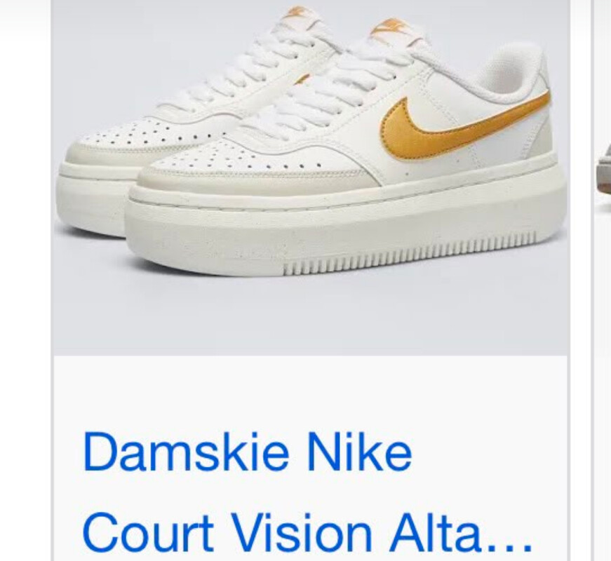 Elbląg Sprzedam Nike białe 'Court Vision Alta '. Noszone kilka razy. Stan jak Nowe. Polecam. Rozmiar 38.
